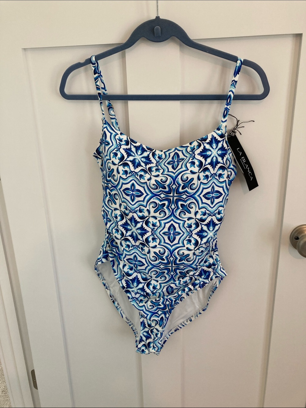 La Blanca Blue & White Tile-Print Women’s ' One-Piece Swimsuit.